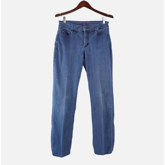 NYDJ Size 8 Marilyn Straight Leg Jeans Mid Rise Medium Blue Wash - Picture 1 of 10